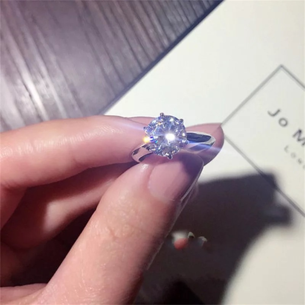 Screw Crystal Band Diamant Ring 925 Silver - Picture 7 of 16